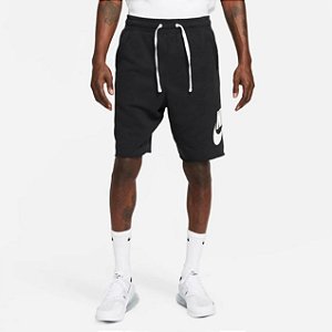 Shorts Nike Club Alumni Moletom Preto