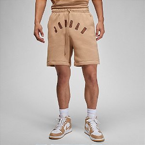 Shorts Jordan Moletom Letreiro Bege