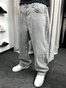 Calça Jeans Baggy Grey Stoned