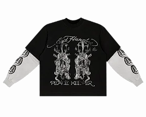 Camiseta Manga Longa Ed Hardy x Matuê Peace Keeper Preta