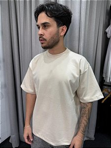 Camiseta M Basic Boxy Fit Bege Palha