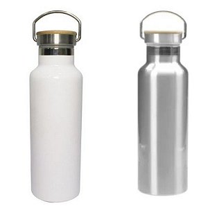 Garrafa Térmica Aço Inox com Tampa Bambu 500ml Sublimação