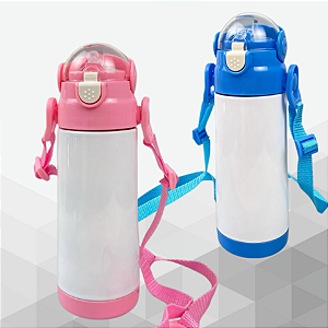 GARRAFA TERMICA AÇO INOX ALÇA COLORIDA 350ML SUBLIMAÇÃO
