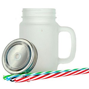 Caneca Mason Jar jateada 350ml Sublimação