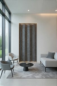 Porta Sanfonada Lisa Cimento Queimado