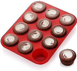 Forma De Silicone P/ Cupcake Petit Gateau Empada /  Assadeira - Vermelho