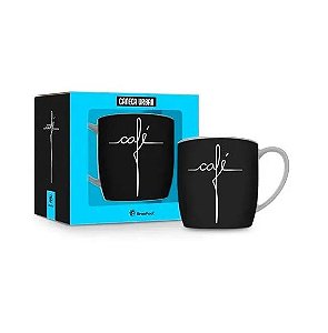 Caneca De Porcelana Preto Com Branco Café De 360ml