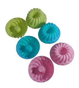 Kit 6 Forminhas C/ Furo Silicone Cupcake Muffim Mini Bolo F