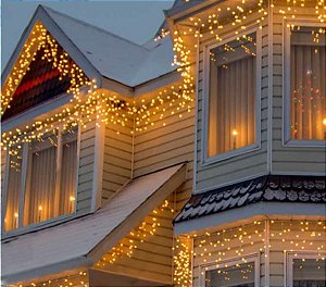 Cascata 100 Leds 3mts Branco Morno/quente 220v