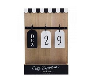 Calendário Pendurar Parede Permanente Café Expresso Madeira Favorito