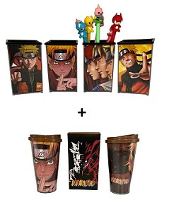 Kit Naruto Uzumaki: Copo Térmico + Porta Treco Lápis Caneta