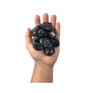 500g Pedra Onix Preta Rolada Semi Preciosa 3-5 Grande Chakra