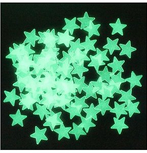 Adesivo Fluorescente Estrela Brilha Escuro P/ Teto Parede Verde