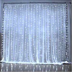 Cortina 500 Leds 4,0x2,20m Grande Branco Frio Decor Festa 110V