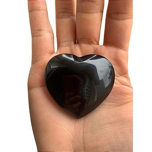 Coração De Pedra Obsidiana Negra Natural P/ Bons Fluidos
