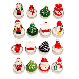 Kit 4 Mini Velas Decorativas De Natal Papai Noel Decoração