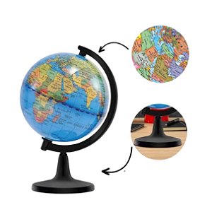 Mini Globo Terrestre Político Mapa Mundi 8,5cm Decorativo