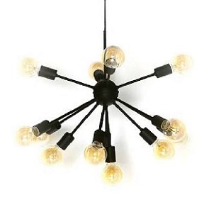 Lustre Pendente Moderno Sputnik Preto