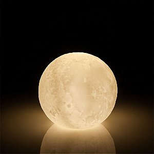 Luminária Abajur Led Relevo Lua Cheia 10cm Enfeite Decoração