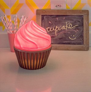 Luminaria Abajur Bivolt - Cupcake Rosa