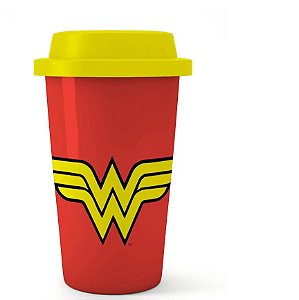 Copo Plastico Wonder Woman Mulher Maravilha Vermelho 500ml