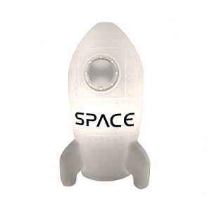 Luminária Abajur Space Ship Rocket Foguete Decorfun Branco