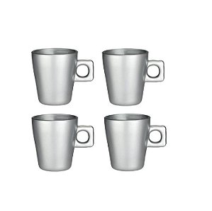 Jogo 4 Xícaras De Café Expresso Luxo Prata
