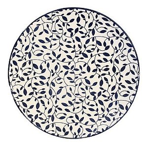 Prato Decorativo Porcelana Floral Azul E Branco Urban