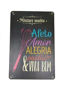 Placa Decorativa Em Mdf Afeto Amor Alegria Quadro / Quadrinho Decoração