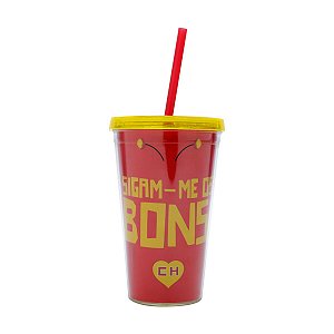 Copo Canudo Chapolin Colorado 500ml Turma Do Chaves
