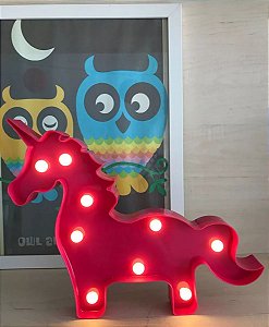 Luminaria De Led Decorativa De Unicornio Corpo Inteiro - Rosa Pink