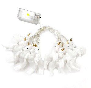 Fio Cordão Varal Luz Led Branco Quente Unicórnio 1,8 M Pilha