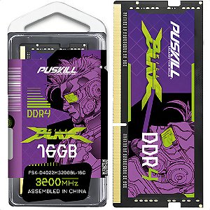 Memória Ram Notebook Gamer Puskill Killblade Ddr4 16Gb 3200Mhz Cl22 1.2V Sodimm Psk-d4d22m3200bl-16g Preto