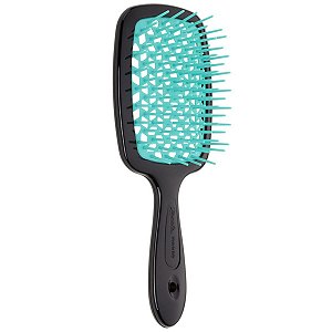 Escova de Cabelo Profissional Italiana Janeke Superbrush Preta e Turquesa