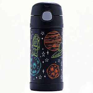 Garrafa Térmica Infantil Funtainer Astronauta Preta Thermos
