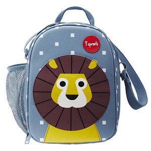 Lancheira Frasqueira Merendeira Térmica Escolar Leão 3 Sprouts Azul