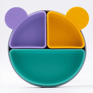 Kit Refeição Silicone Infantil Com Divisórias Removíveis Petit Piá
