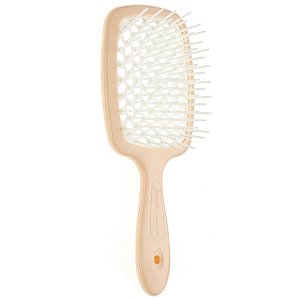 Escova Cabelo Janeke Superbrush Italiana Legitima Cabo Bege e Cerdas Brancas