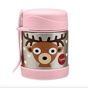 Pote Térmico Bebê Desenho Alce em Inox com Talher 3 Sprouts