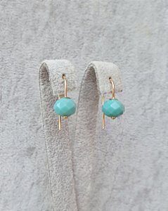 Brinco Pedra Natural Howlita Turquesa - Folheado a Ouro 18K