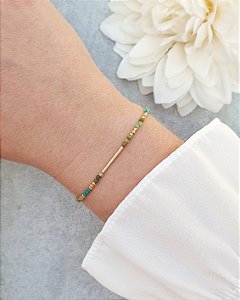 Pulseira de Turquesa Australiana Folheada a Ouro 18K