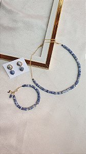 Pulseira Sublima Sodalita - Folheada a Ouro 18k