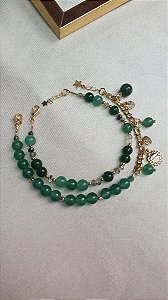 Pulseira Brillia Jade Verde - Folheado a Ouro 18k