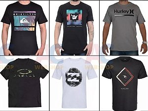 kit c/4 camisetas estampadas surf varias marcas masculina