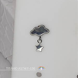 Labret nuvem com pingente - Titânio ASTM F-136