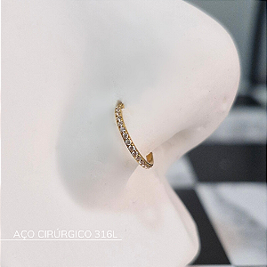 Segmento cravejado (aba nasal) PVD Gold - Aço Cirúrgico 316L
