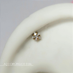 Labret ponto de luz estrela - Aço Cirúrgico 316L