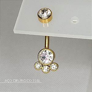 Bananabell três zircônias - Aço Cirúrgico 316L
