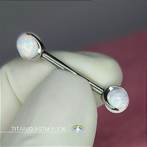 Barbell opala branca - Titânio ASTM F-136