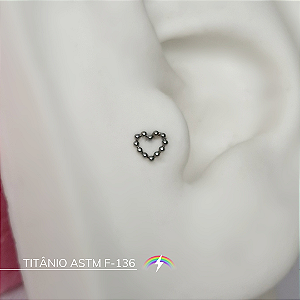 Labret coração de esferas - Titânio ASTM F-136